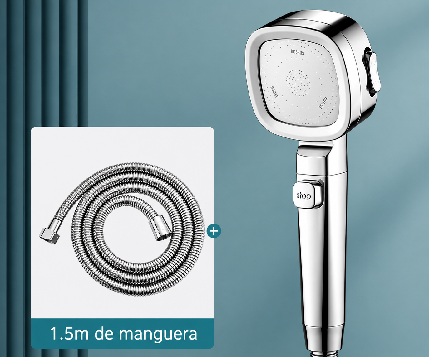 Alcachofa de Ducha Alta Presión 3 Modos con Botón Stop.