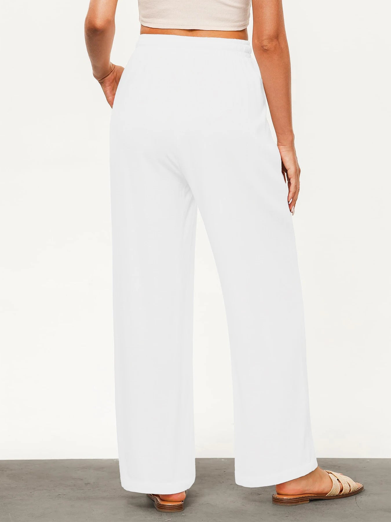 Pantalones casuales rectos con cordón ajustable