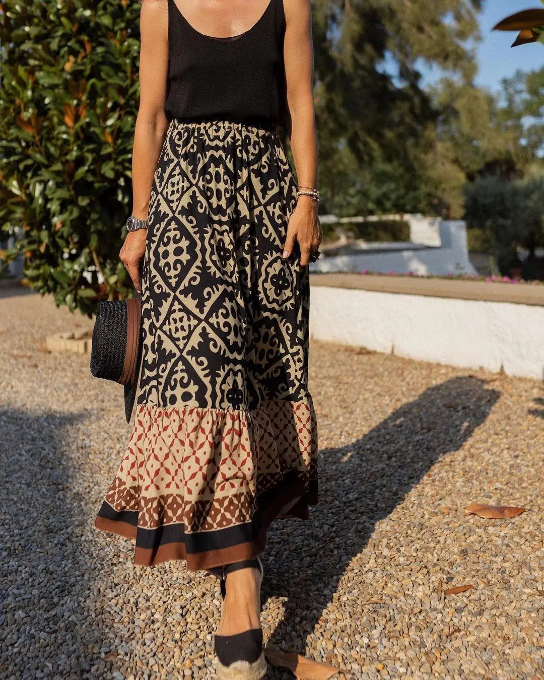 Falda Boho Patchwork Mujer