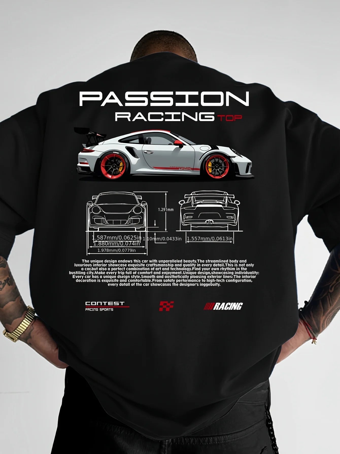 Camiseta unisex de verano con estampado de carreras